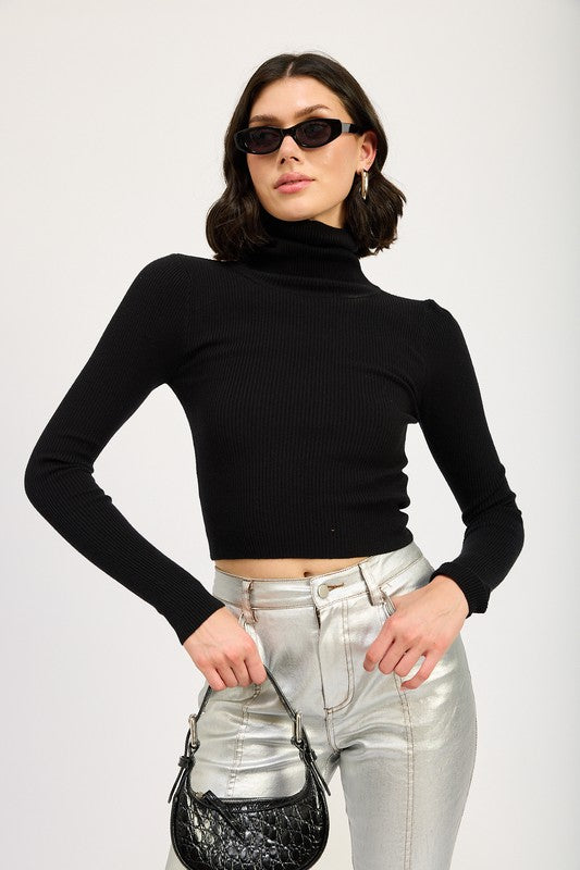 TURTLE NECK LONG SLEEVE TOP-2 COLORS