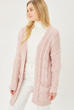 Chenille Cable Knit Oversized Open Front Cardigan- 5 Colors