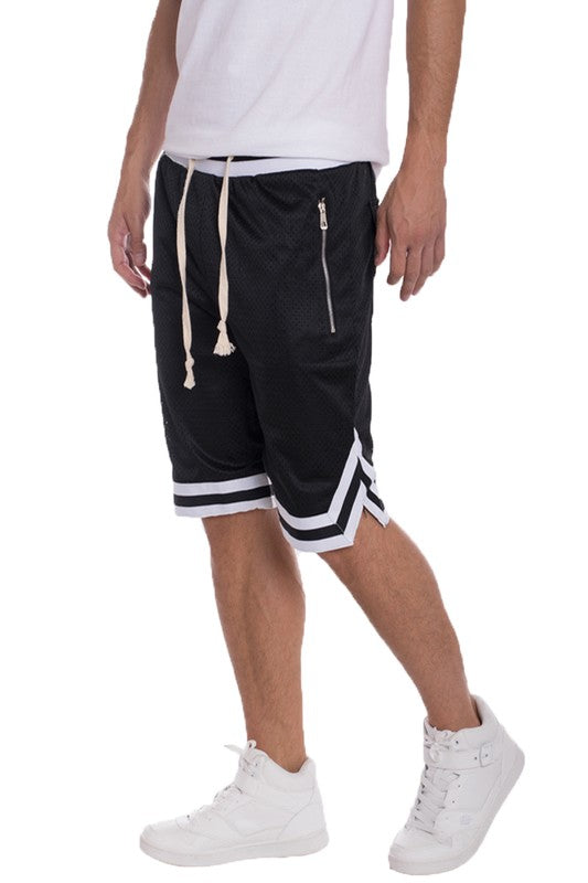 MEN'S STRIPED BAND SOLID BASKETBALL SHORTS-7 COLORS