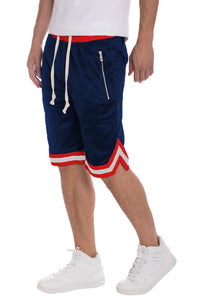 MEN'S STRIPED BAND SOLID BASKETBALL SHORTS-7 COLORS