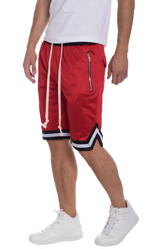 MEN'S STRIPED BAND SOLID BASKETBALL SHORTS-7 COLORS