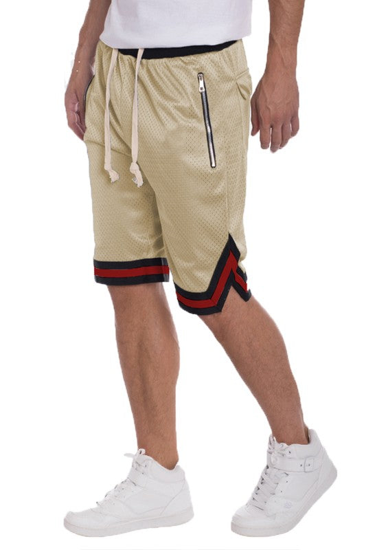MEN'S STRIPED BAND SOLID BASKETBALL SHORTS-7 COLORS