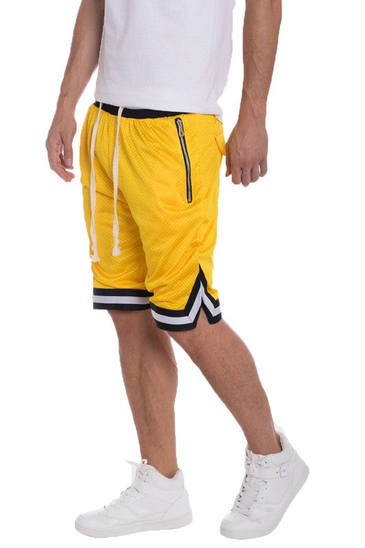MEN'S STRIPED BAND SOLID BASKETBALL SHORTS-7 COLORS