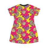 Bold Flower Print T-Shirt Dress (AOP)