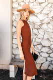 Brown Colorblock Knit Dress