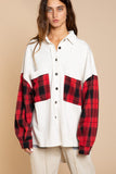 French Terry & Plaid Mixed Top