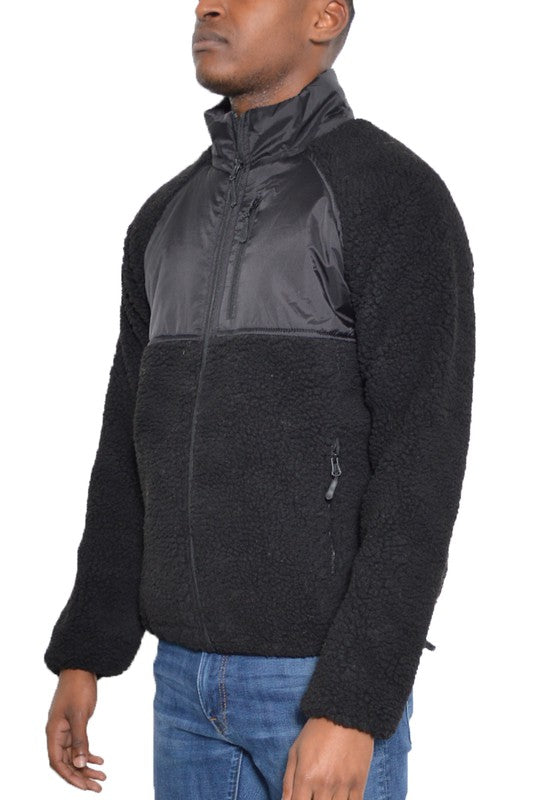 MEN'S FULL ZIP SHERPA FLEECE JACKET- 5 COLORS