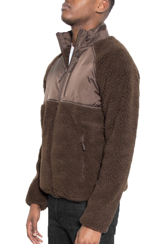 MEN'S FULL ZIP SHERPA FLEECE JACKET- 5 COLORS