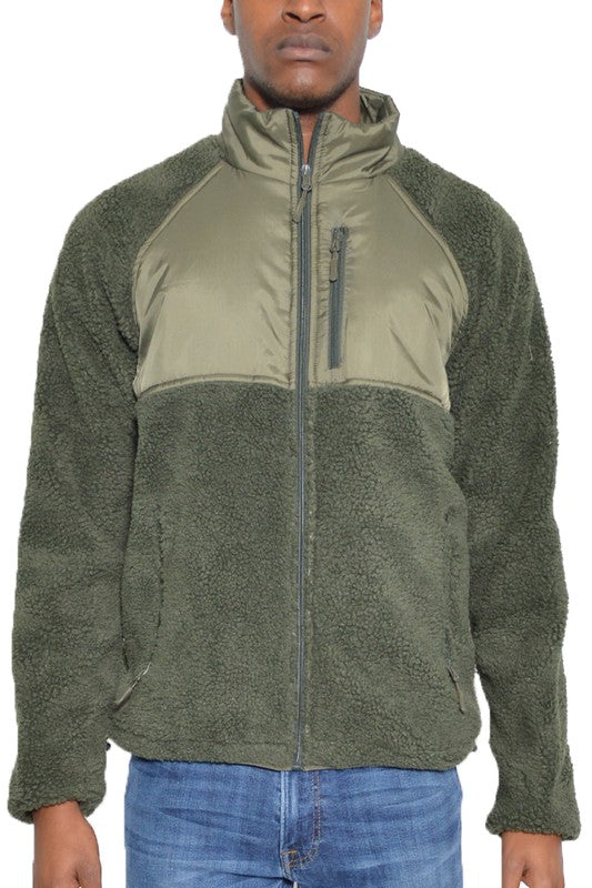 MEN'S FULL ZIP SHERPA FLEECE JACKET- 5 COLORS