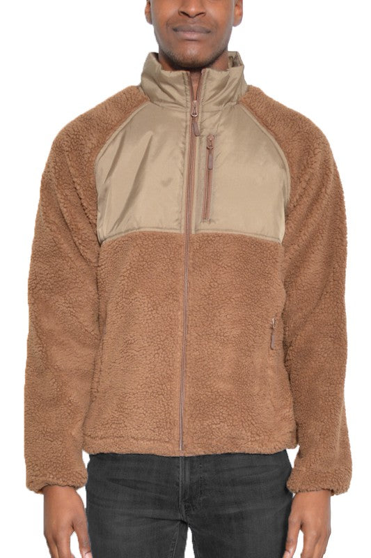 MEN'S FULL ZIP SHERPA FLEECE JACKET- 5 COLORS