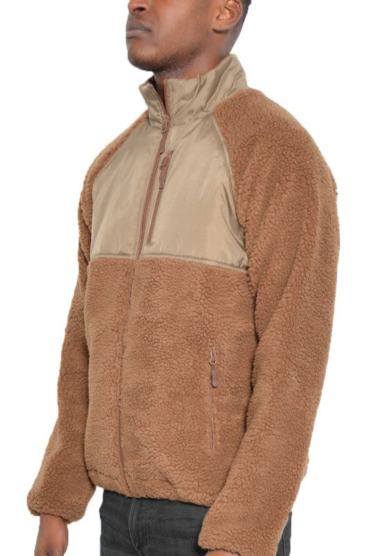 MEN'S FULL ZIP SHERPA FLEECE JACKET- 5 COLORS