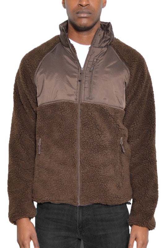 MEN'S FULL ZIP SHERPA FLEECE JACKET- 5 COLORS