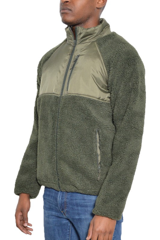 MEN'S FULL ZIP SHERPA FLEECE JACKET- 5 COLORS