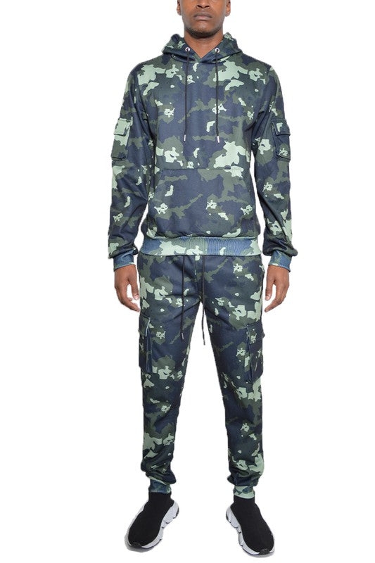 MEN'S FULL CAMO HOODIE COTTON SWEAT SET