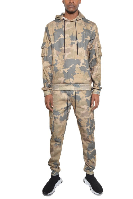 MEN'S FULL CAMO HOODIE COTTON SWEAT SET
