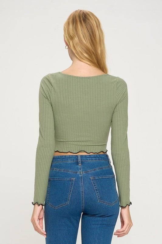 Women's Knit Bustier Style Long Sleeve Top (2 Colors)