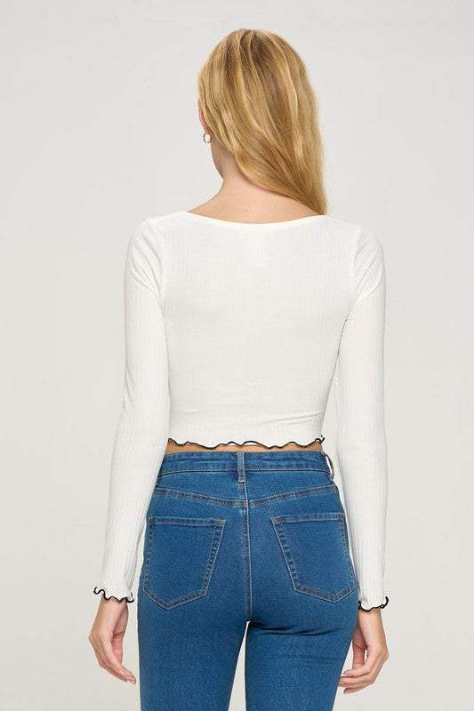 Women's Knit Bustier Style Long Sleeve Top (2 Colors)