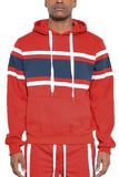 MEN'S SOLID WITH THREE STRIPE PULLOVER HOODIE- 4 COLORS