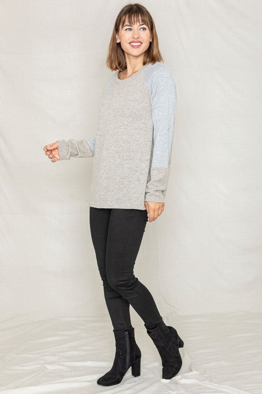 Solid Two Tone Raglan Tunic-2 Colors