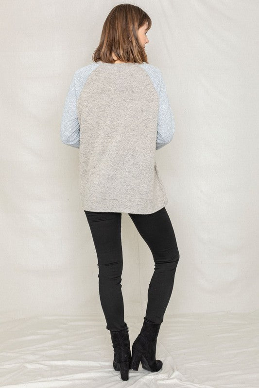 Solid Two Tone Raglan Tunic-2 Colors