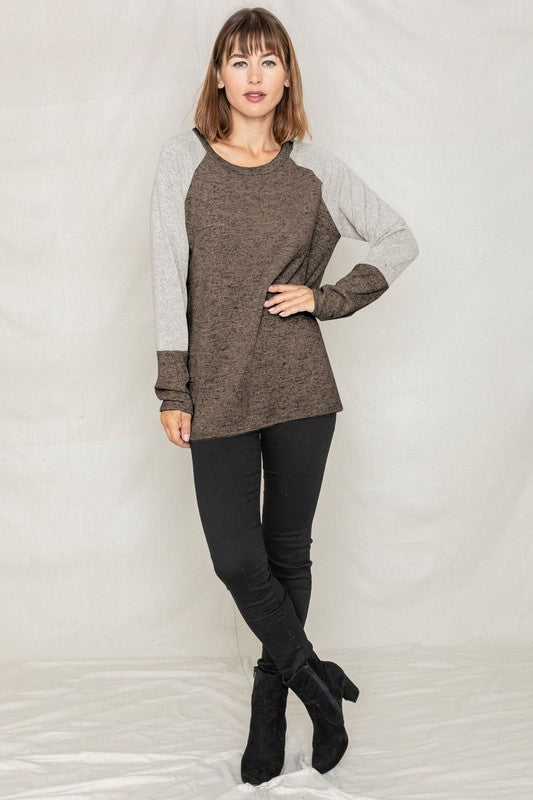 Solid Two Tone Raglan Tunic-2 Colors