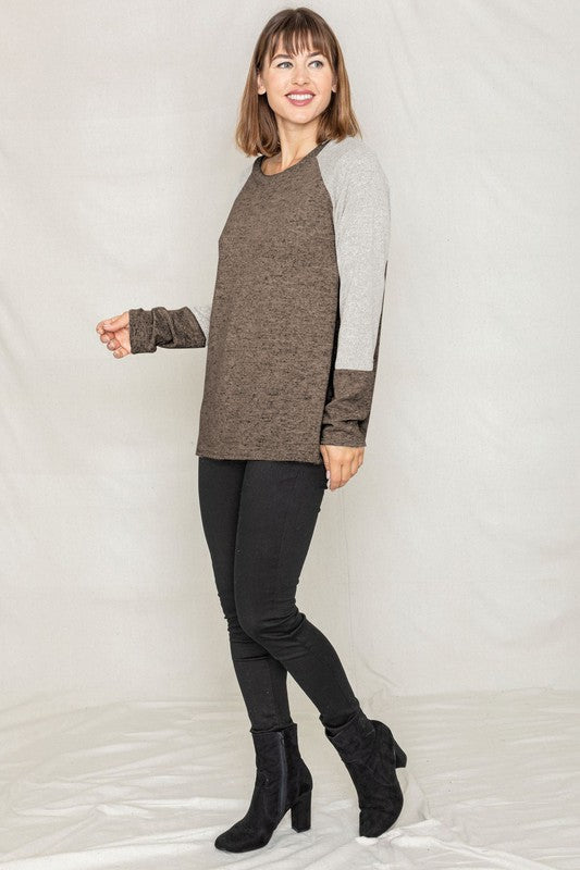 Solid Two Tone Raglan Tunic-2 Colors