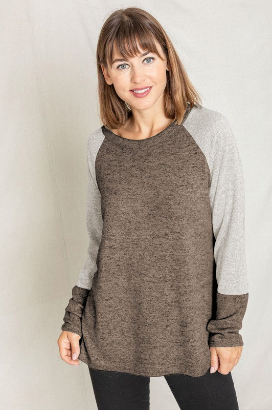 Solid Two Tone Raglan Tunic-2 Colors