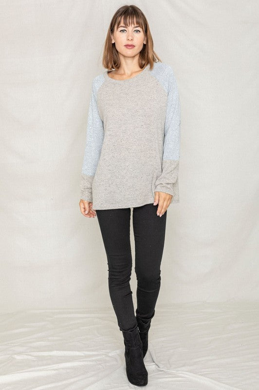 Solid Two Tone Raglan Tunic-2 Colors