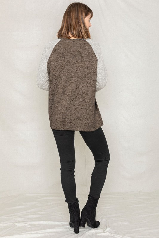 Solid Two Tone Raglan Tunic-2 Colors