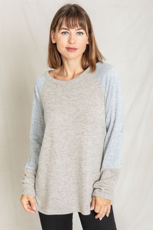 Solid Two Tone Raglan Tunic-2 Colors
