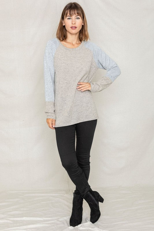 Solid Two Tone Raglan Tunic-2 Colors