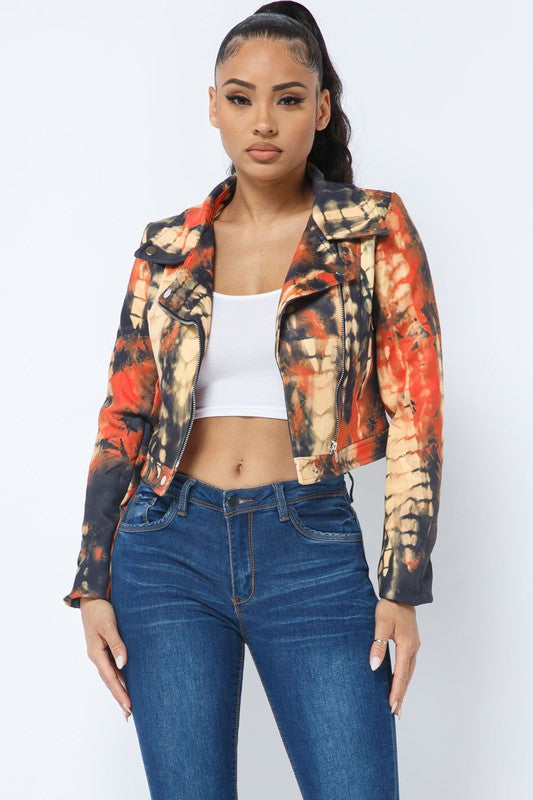 PAINT SPLATTERED BIKER JACKET