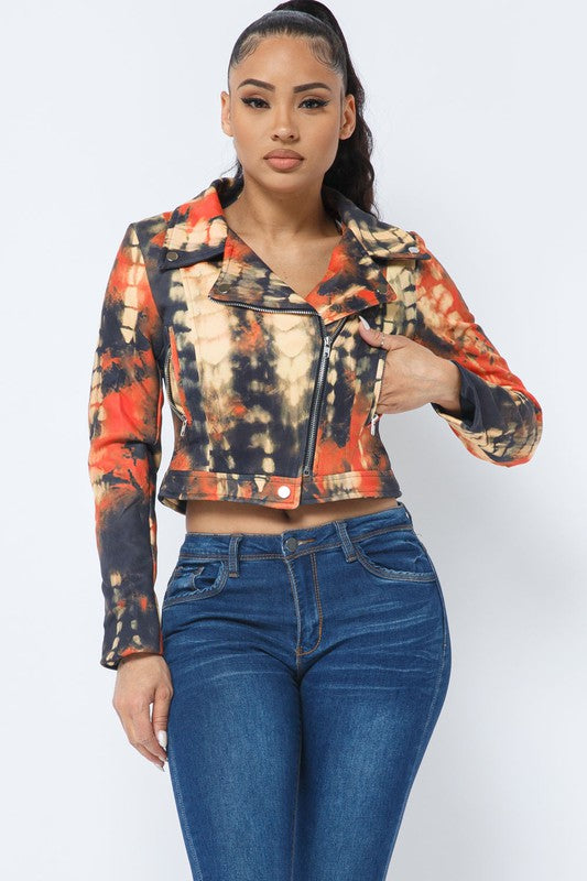 PAINT SPLATTERED BIKER JACKET