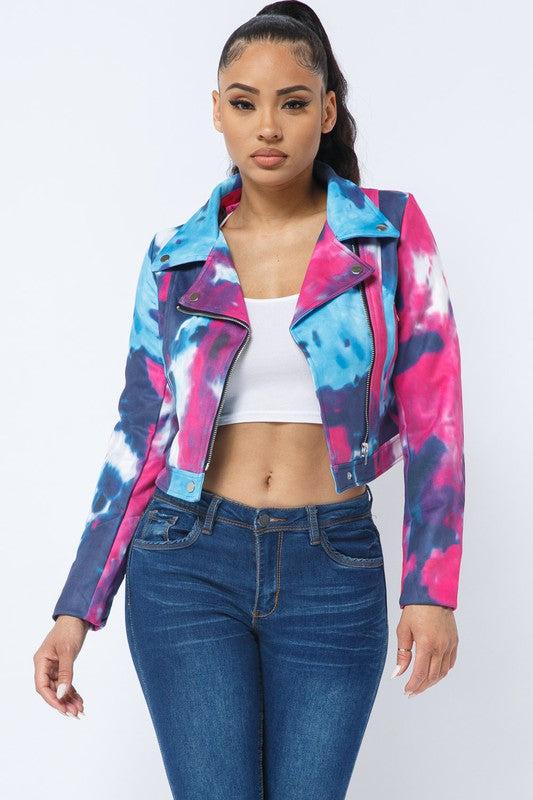 PAINT SPLATTERED BIKER JACKET