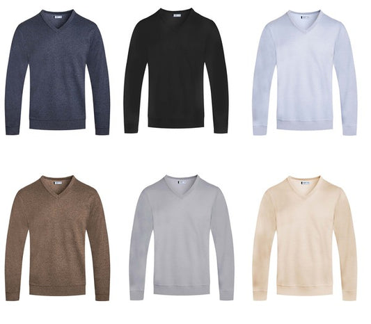 MEN'S SOLID V-NECK SWEATER-6 COLORS