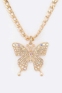 Crystal Butterfly Statement Necklace Set