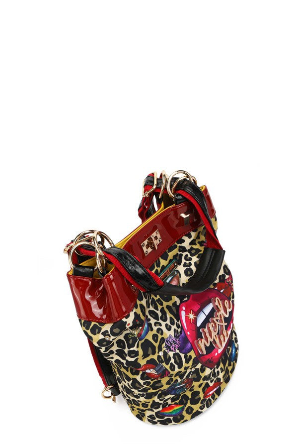 Nicole Lee "Wild Lips" Multifunctional Bucket Backpack