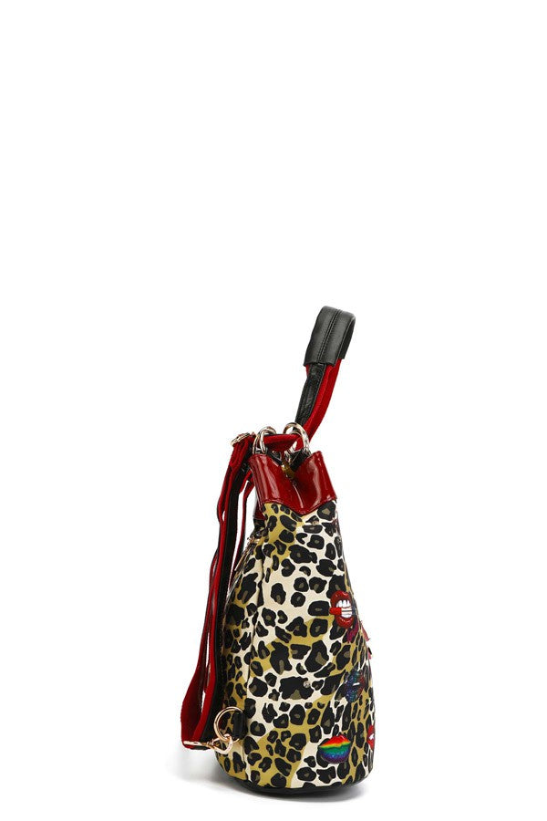 Nicole Lee "Wild Lips" Multifunctional Bucket Backpack