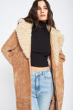 CORDUROY COAT WITH FAUX SHEARLING TRIM