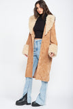 CORDUROY COAT WITH FAUX SHEARLING TRIM