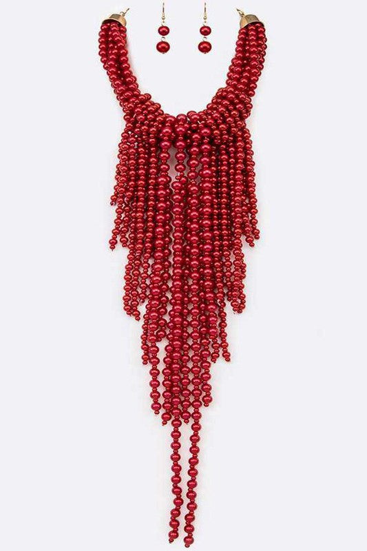 Statement Pearl Drop Necklace Set-9 Colors