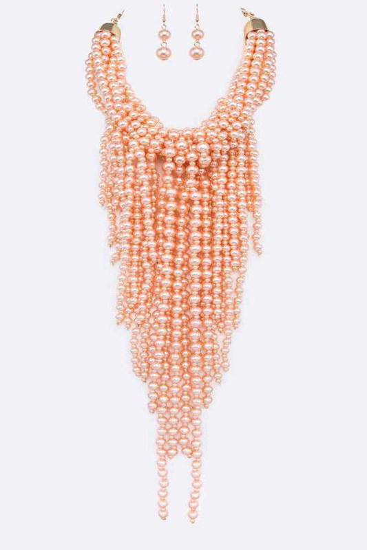 Statement Pearl Drop Necklace Set-9 Colors