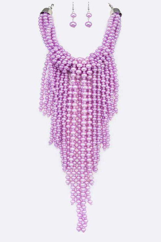 Statement Pearl Drop Necklace Set-9 Colors