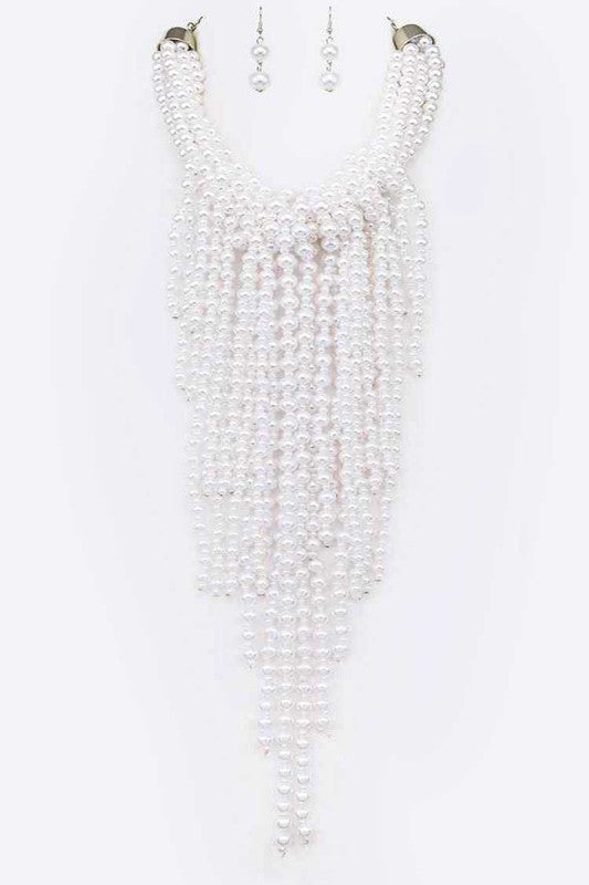 Statement Pearl Drop Necklace Set-9 Colors