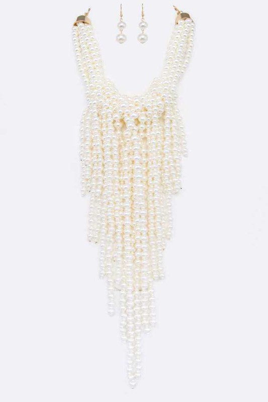 Statement Pearl Drop Necklace Set-9 Colors