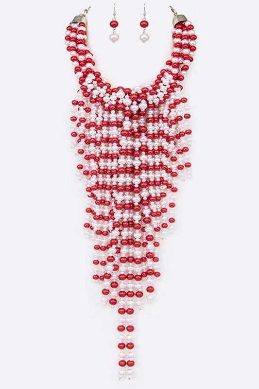 Statement Pearl Drop Necklace Set-9 Colors