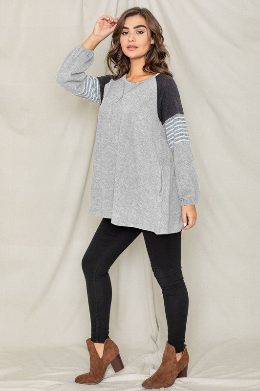 Color Block Sleeve A Line Tunic-4 Colors