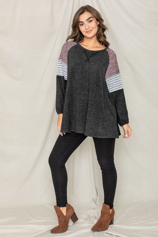 Color Block Sleeve A Line Tunic-4 Colors
