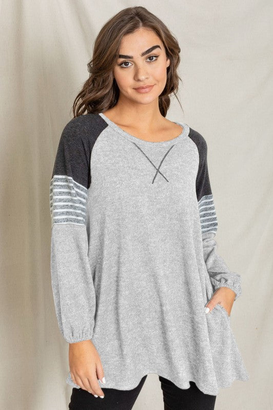 Color Block Sleeve A Line Tunic-4 Colors