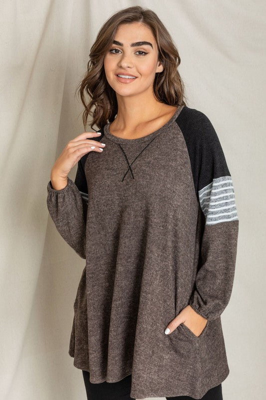 Color Block Sleeve A Line Tunic-4 Colors